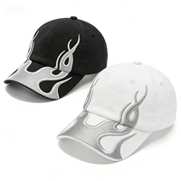 Casquette de baseball personnalisée Y2K Streetwear en coton à 6 panneaux, style Dad Hat, Snapback, avec motif Flamme Argentée Pailletée