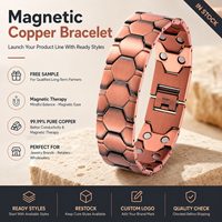 Joyería Magnética de Cobre Puro, Joyería de Terapia Magnética, Brazalete de Cadena Geométrica, Patrón de Fútbol Vintage, Regalo Personalizado al por Mayor