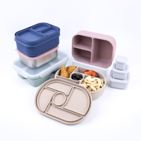 Récipient alimentaire 100% écologique de qualité alimentaire sans Bpa avec logo personnalisé Ensemble de boîtes à lunch pour enfants en acier inoxydable silicone silicone Bento