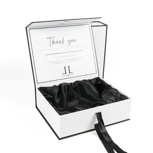 定制包装装饰个人豪华磁性结婚t恤盒缎面发帽包装纸盒