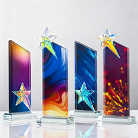 Trophée de danse personnalisé en verre avec impression colorée personnalisée, prix de gros noble et abordable