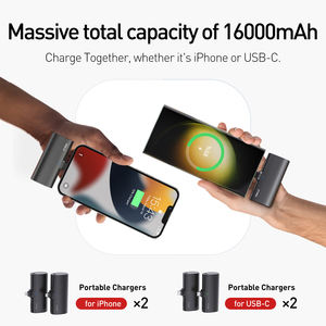 Kit de charge de <span class=keywords><strong>voyage</strong></span> pour groupe de 4, batteries externes portables 16000mAh avec sac, charge de plusieurs téléphones pour le camping, les voyages <span class=keywords><strong>en</strong></span> <span class=keywords><strong>famille</strong></span> - Product Image 4