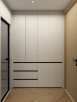 Mobilier moderne en fibre de densité moyenne pratique belle peinture solide garde-robe fonction de stockage porte en MDF pour chambre à coucher
