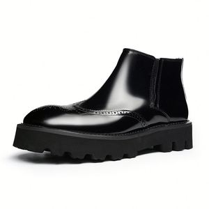 Botas de Hombre con Punta en Pico y Plataforma, Estilo Británico, de Cuero Genuino, Casuales de Negocios, Botines Modernos para Motocicleta - Product Image 2
