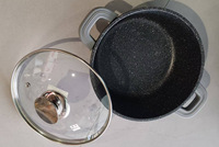 Ensemble de casseroles en aluminium noir avec revêtement antiadhésif en granit, 20, 24, 28, 32, 36, 40, 44 cm, grand pot, ensembles de casseroles noires
