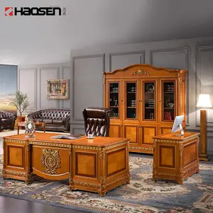 Gilded Carving Traditional Office Furniture Executive Table Escritorio Chairman BOSS Business Desk