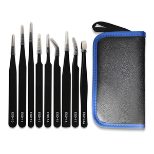 Cross-border low-price zippered leather <b>tool</b> <b>bag</b> 9-piece set, customizable with color selection, includes tweezers storage <b>bag</b> - Product Image 1