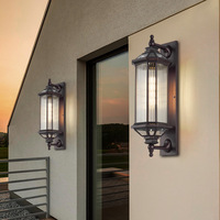 Rétro LED Solaire Porte Post Jardin Lumière Extérieure Verre Longue Bande Applique Murale avec Aluminium IP65 Étanche Villa Mur Porte Lumière