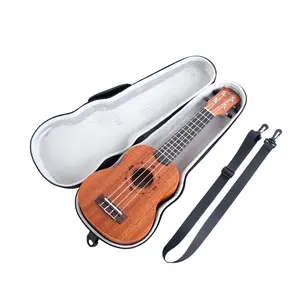 Benutzer definierte Günstige Leder Ukulele Form 40 Zoll Cross body Akustische Klassische Bassgitarre Gig Case Tasche Mit Gitarren gurt