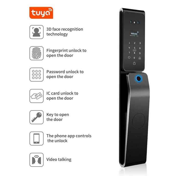 Smart Security Camera Door Lock - IP68 Waterproof Biometric