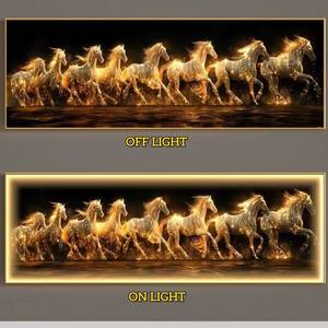 Decorazione Moderna 7: Quadro Cavallo in Corsa, Poster Moderno con Stampa Animale, <span class=keywords><strong>Arte</strong></span> Murale con Immagine <span class=keywords><strong>di</strong></span> Cavallo, Dipinto LED - Product Image 6