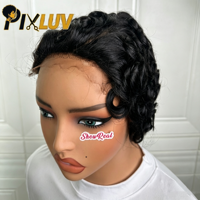 Perruques en cheveux humains en gros, perruques frontales en dentelle 13x4 coupe pixie, perruques en dentelle HD naturelles sans colle, perruques bouclées en cheveux brésiliens bruts pré-épilées