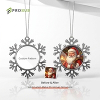 Ornement de Noël flocon de neige en aluminium Prosub, 7,6 cm, vierge pour sublimation double face, pour décoration d'arbre