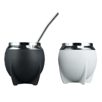 Tasse à Yerba Maté en Acier Inoxydable 10oz à Double Paroi, Style Calabash Argentin, avec Isolation Extérieure en Plastique