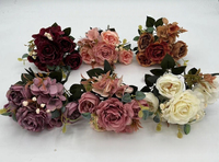 Bunga Buatan Sutra Modern Eropa Buatan Tangan 30cm Buket Kecil Tahan Lama untuk Rumah, Pesta, Acara, Hari Valentine, Rangkaian Bunga Peony