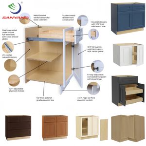 Meuble de cuisine <span class=keywords><strong>gris</strong></span> peint de style Shaker américain en bois, prix usine Thaïlande - Product Image 4