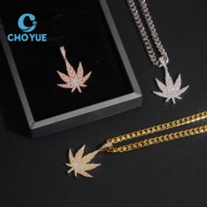 <b>Top</b> Quality 925 Sterling Silver VVS Moissanite Leaf Pendant Hip Hop Iced Out Jewelry Unisex GRA Certificate - Product Image 5