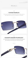 2024 dernière conception lunettes de soleil en métal sans monture cadre carré sans monture lunettes de soleil logo personnalisé branches en bois lunettes de soleil