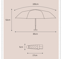 Parapluie de poche mini capsule 5 plis OEM avec logo personnalisé, revêtement noir UPF50, 235g, pour femme, voyage, marque publicitaire