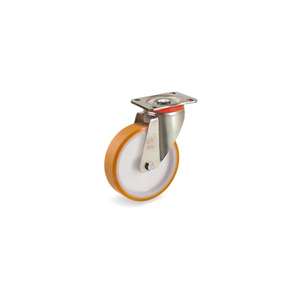 TELLURE ROTA - 667102 TR' polyurethane wheels, polyamide centre, <b>swivel</b> top <b>plate</b> bracket type P - wheel width 30 mm, ø 100 mm ( - Product Image 1