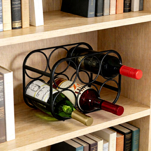 Expositor de Vino Metálico Arquitectónico Moderno, Independiente, con Recubrimiento en Polvo, Resistente al Óxido, Hecho a Mano, con Soporte para Etiquetas - Product Image 1