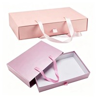 Caja de Regalo de Lujo Personalizada con Logotipo, Asa de Listón, Biodegradable, Adecuada para Empacar Ropa de Regalo, etc.