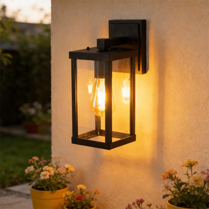 Lámparas de Pared Exteriores Grandes de Color Negro Mate, con Encendido/Apagado Automático, Incandescentes, para Porche, Resistentes al Óxido, Diseño Arquitectónico, para Jardín - Product Image 1