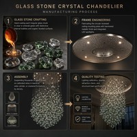 Lustres sur mesure en verre et pierre, design nordique moderne et luxueux, art de la lumière, pour hôtel, lampe suspendue pour escalier