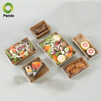 Boîte à Sandwich en Carton Kraft Jetable pour Salade et Restauration Rapide à Emporter avec Couvercle Transparent