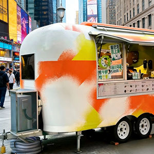 Carrito de Comida Móvil de 4 Ruedas con Marco de Acero Inoxidable en Degradado Naranja y Blanco, Gráficos Personalizados, Garantía de 2 Años para Festivales de Música y Venta de Aperitivos - Product Image 4