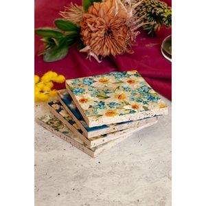 Flower01 Juego de 4 Posavasos de Piedra con Diseño Floral para Hogar/Oficina, Uso Promocional Premium - Product Image 3