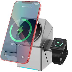 Cambio automatico metallico 3 in 1 caricatore magnetico magnetico 15W metallo pieghevole supporto di ricarica rapida - Product Image 2