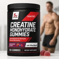Bonbons Gommeux de Créatine Monohydrate 5G ODM OEM, Saveur Fruits Rouges Mélangés, Sans Sucre, Complément Alimentaire, Logo Personnalisé