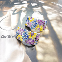 925 Sterling reines Silber Französisch Retro Frauen Mode Farbe kleine Gänseblümchen Blume Clip auf Ohrringe