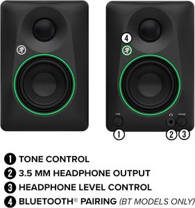 Moniteurs de <span class=keywords><strong>studio</strong></span> actifs Mackie CR3.5 3,5 pouces <span class=keywords><strong>Creative</strong></span> Reference 50W 2 pièces avec bouton de réglage du ton et interrupteur de positionnement pour la musique - Product Image 5