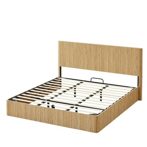 Storage <b>Double</b> <b>Bed</b> Wheat-colored High Headboard Hydraulic Lift Storage Bedroom Furniture - Product Image 5