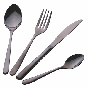 ALYSON <b>BLACK</b> GLOSSY <b>CUTLERY</b> SET 24PCS - Product Image 2