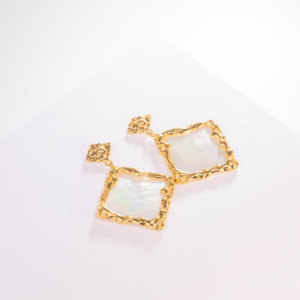 Boucles d'oreilles carrées en argent vintage plaqué or, élégantes, concaves et convexes, géométriques, pour femmes - Product Image 6