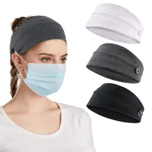 2021 New Style Headband with Button for Hanging Face Cover Running Elastic Hair Band