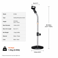 Support de microphone de bureau réglable IB-30A avec base ronde lourde pour conférences, scène et studio d'enregistrement