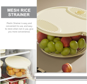 Recipientes Multifuncionales para Almacenamiento de Cocina, Cesta de Plástico con Tapa para Escurrir Verduras, Frutas y Arroz, para Refrigerador - Product Image 3