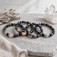 Ensemble de bracelets tendance en pierre naturelle pour femmes et hommes, 4 pièces, faits à la main, extensibles, onyx, hématite, quartz rose, œil de tigre