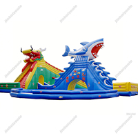 Toboggan aquatique/sèche gonflable universel d'extérieur/d'intérieur en PVC haute capacité, double couture, facile à assembler, Ours polaire Pingouin