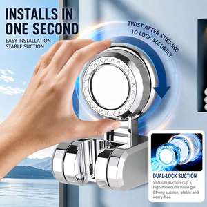 Support <span class=keywords><strong>de</strong></span> <span class=keywords><strong>douche</strong></span> mural à ventouse électroplaqué <span class=keywords><strong>sans</strong></span> perçage, installation facile, design moderne, fonction mobile - Product Image 2