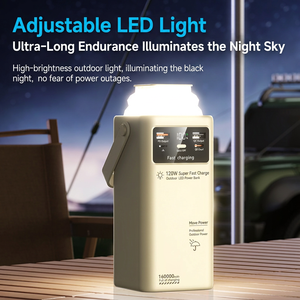 สถานีไฟฟ้าพกพา 160000mAh 120W ชาร์จเร็ว พร้อมหน้าจอ LED และพอร์ตเชื่อมต่อ Type C - Product Image 3