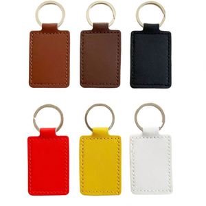 Porte-clés mousqueton en PU personnalisable avec gravure laser, design rectangulaire simple et multifonctionnel, idéal pour sacs et anti-perte pour voiture - Product Image 5