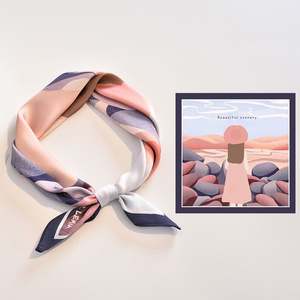 Écharpe en soie carrée de 53 cm, petite et élégante, personnalisée en gros, pour accessoires vestimentaires féminins, YHK0063 - Product Image 3