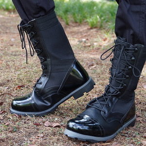 Không thấm nước Trọng lượng nhẹ màu đen đầy đủ hạt gương da khởi động cứng Toe chống trượt PVC duy nhất sa mạc khởi động cho Ghana - Product Image 2