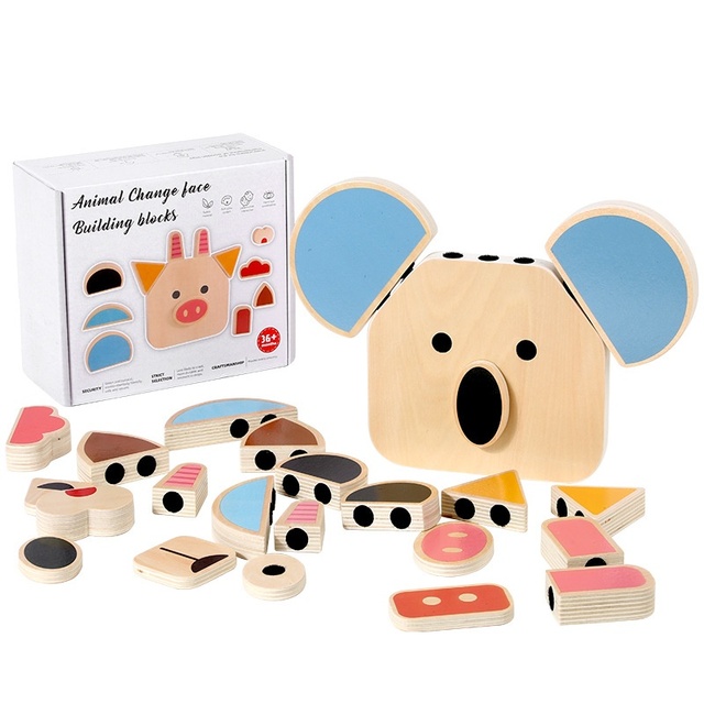 Children's Hand-Operated Brain-Developing Educational Wooden Toy Creative Magnetic Building Blocks Changing Puzzle Made Wood PC