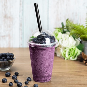 Gobelets à smoothie jetables en PET personnalisés en gros, couvercles plats, logo personnalisé imprimé, transparent, clair, certifié QS ISO9001 - Product Image 4